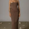 JLUXLABEL Chocolate Journey Linen Maxi Dress