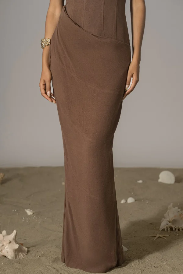 JLUXLABEL Chocolate Journey Linen Maxi Dress