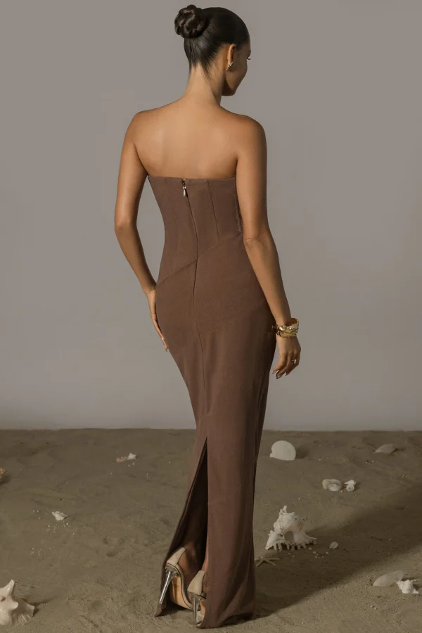 JLUXLABEL Chocolate Journey Linen Maxi Dress