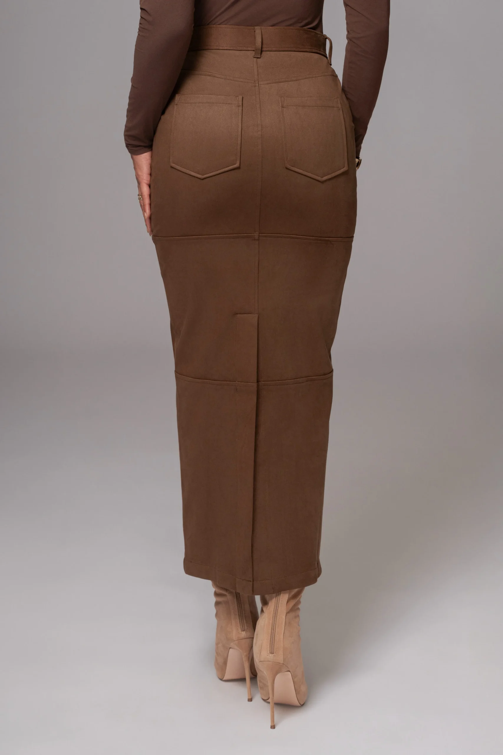 chocolate_joy_suede_maxi__8.webp JLUXLABEL Chocolate Joy Suede Maxi Skirt