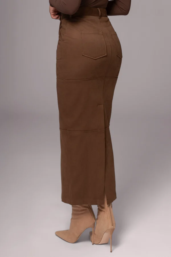 JLUXLABEL Chocolate Joy Suede Maxi Skirt