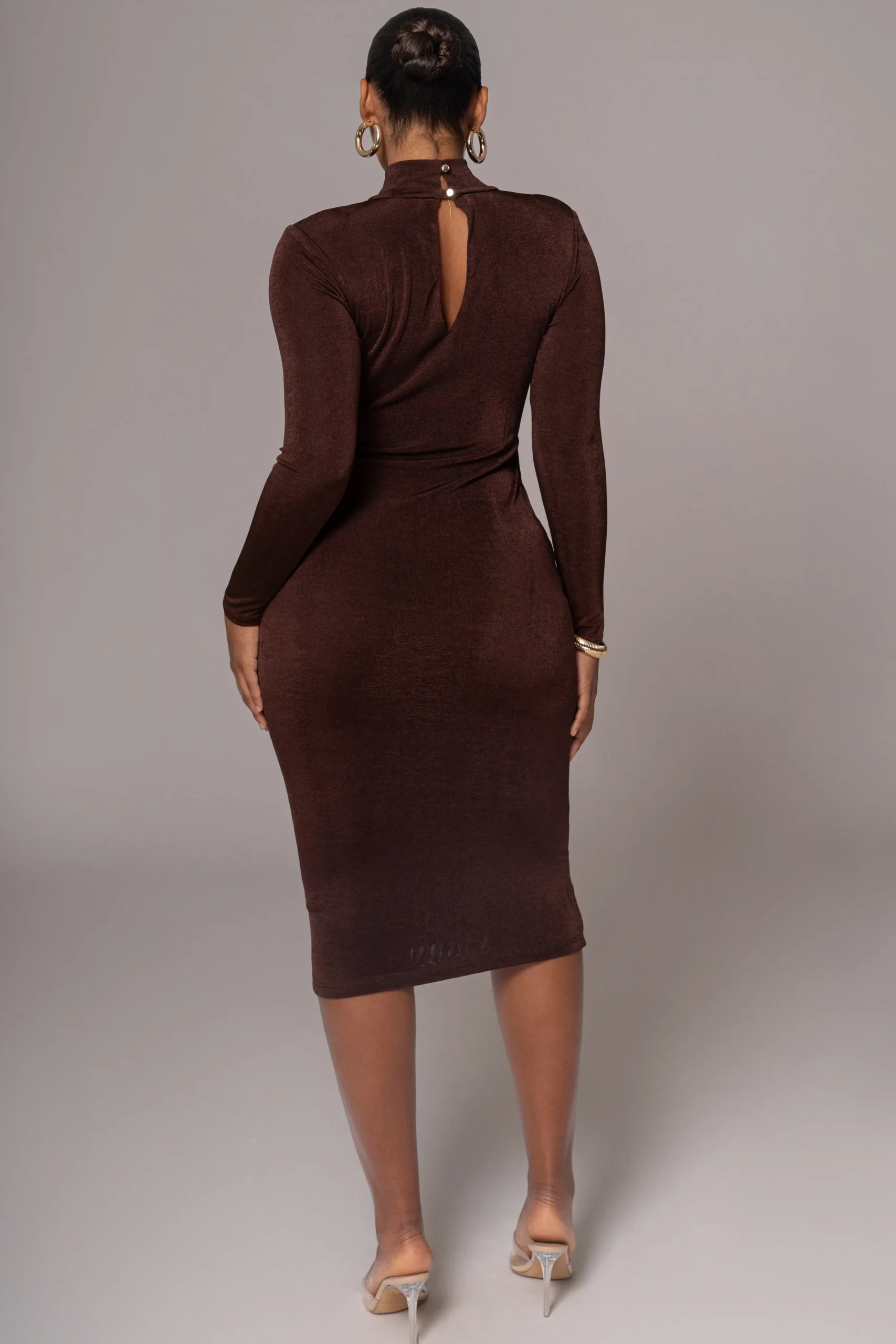 chocolate_kara_mock_neck__6.webp JLUXLABEL Chocolate Kara Mock Neck Dress