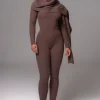 JLUXLABEL Chocolate Naaya Ribbed Leggings