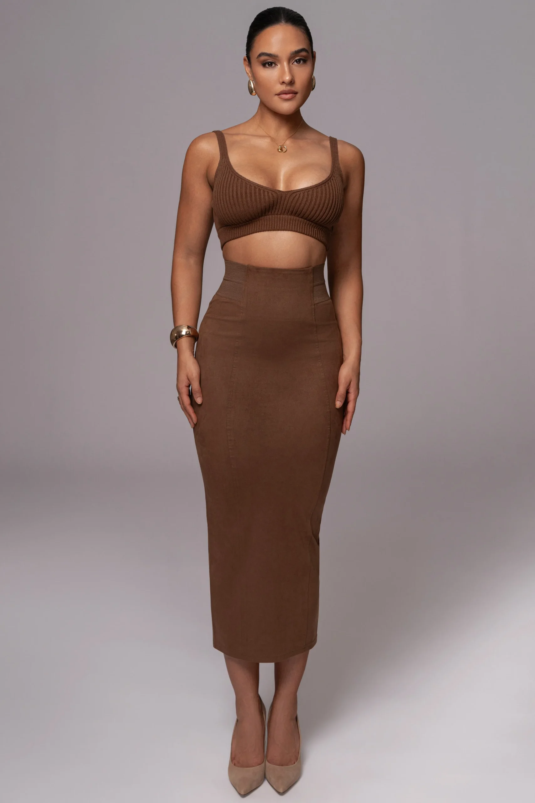 chocolate_phoenix_suede_s_2.webp JLUXLABEL Chocolate Phoenix Suede Skirt