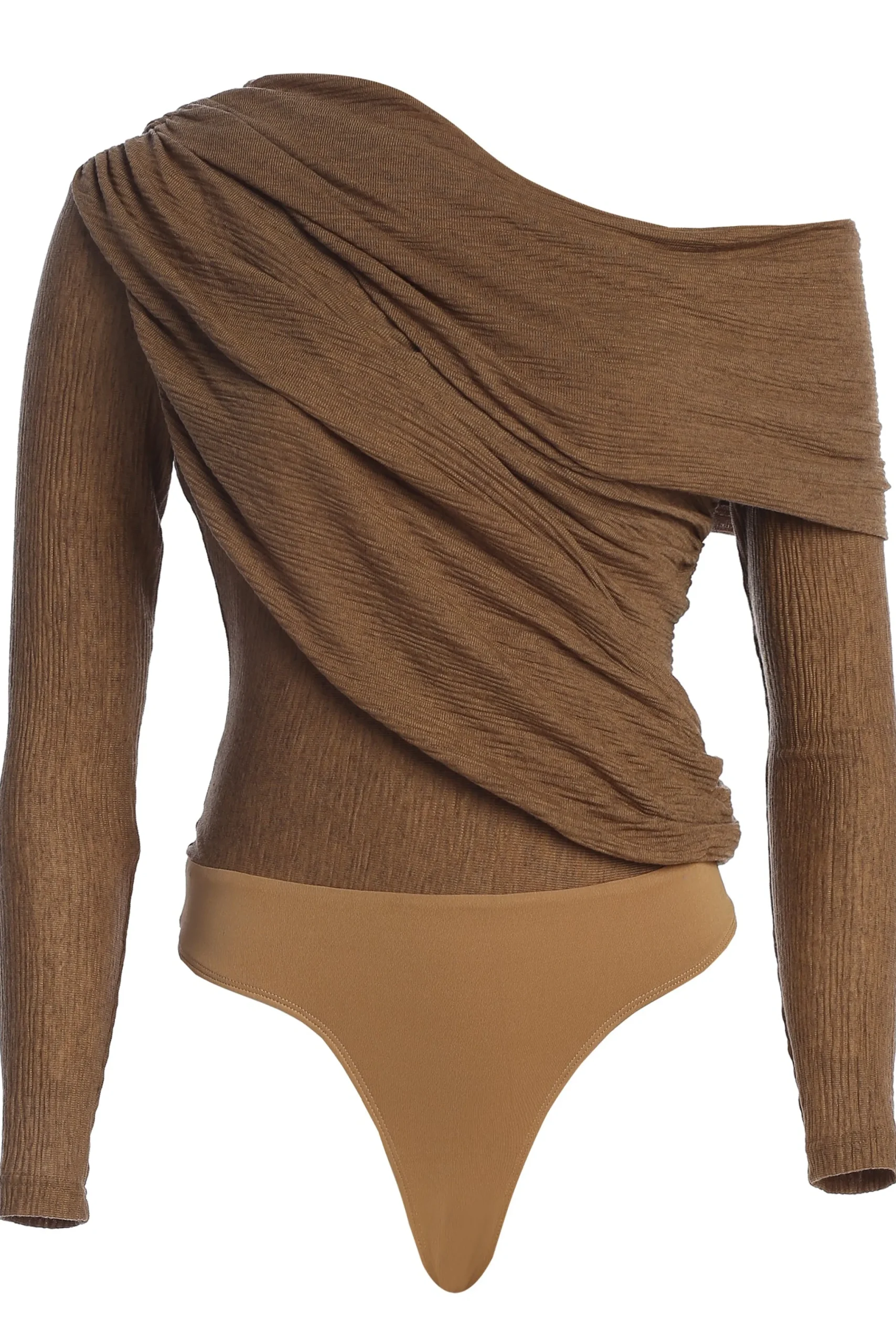 chocolate_textured_one_sh_2.webp JLUXLABEL Chocolate Textured One Shoulder Bodysuit