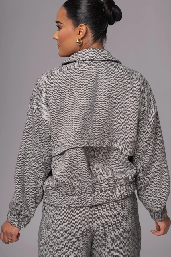 JLUXLABEL Classic Herringbone Bomber Jacket