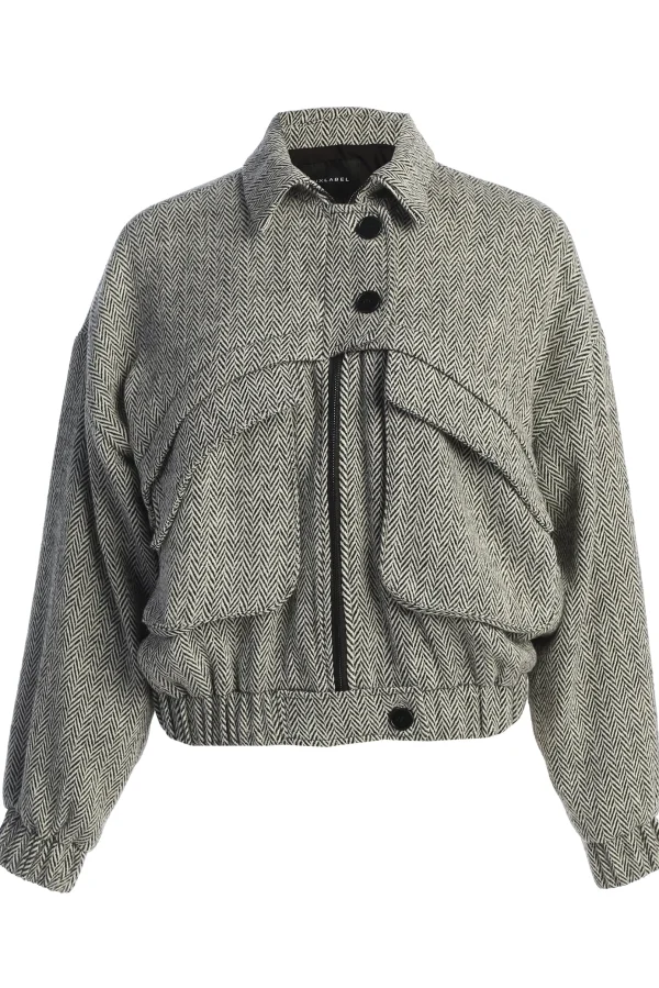 JLUXLABEL Classic Herringbone Bomber Jacket