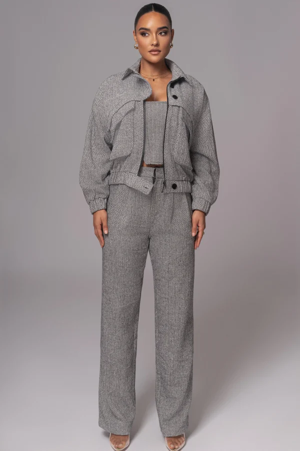 JLUXLABEL Classic Herringbone Bomber Jacket