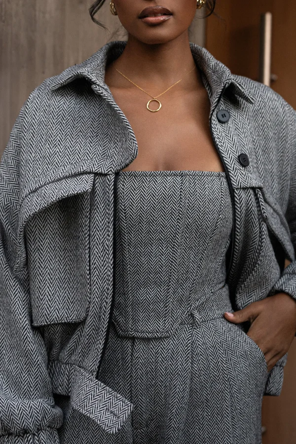 JLUXLABEL Classic Herringbone Corset Top