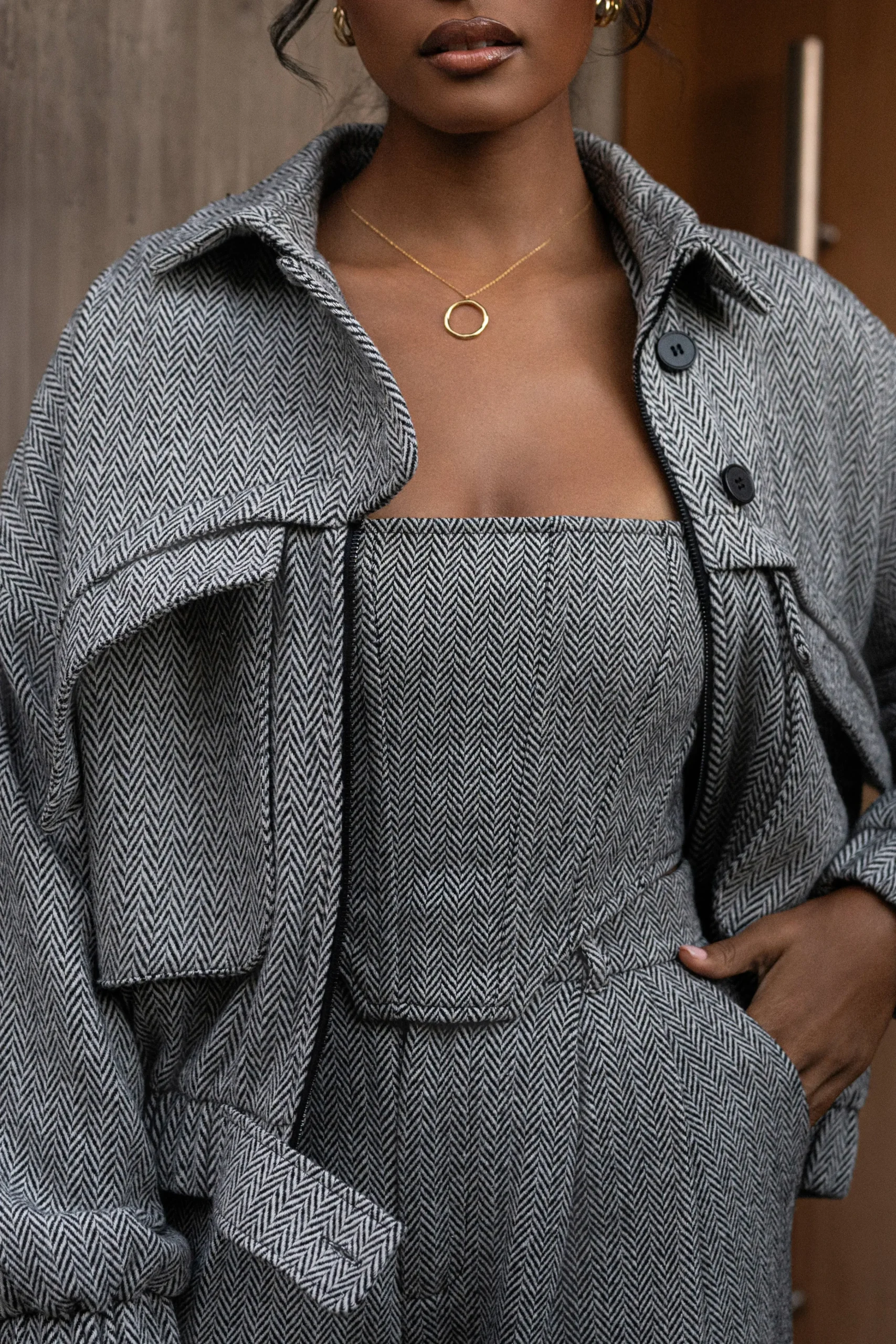 classic_herringbone_corse_3.webp JLUXLABEL Classic Herringbone Corset Top