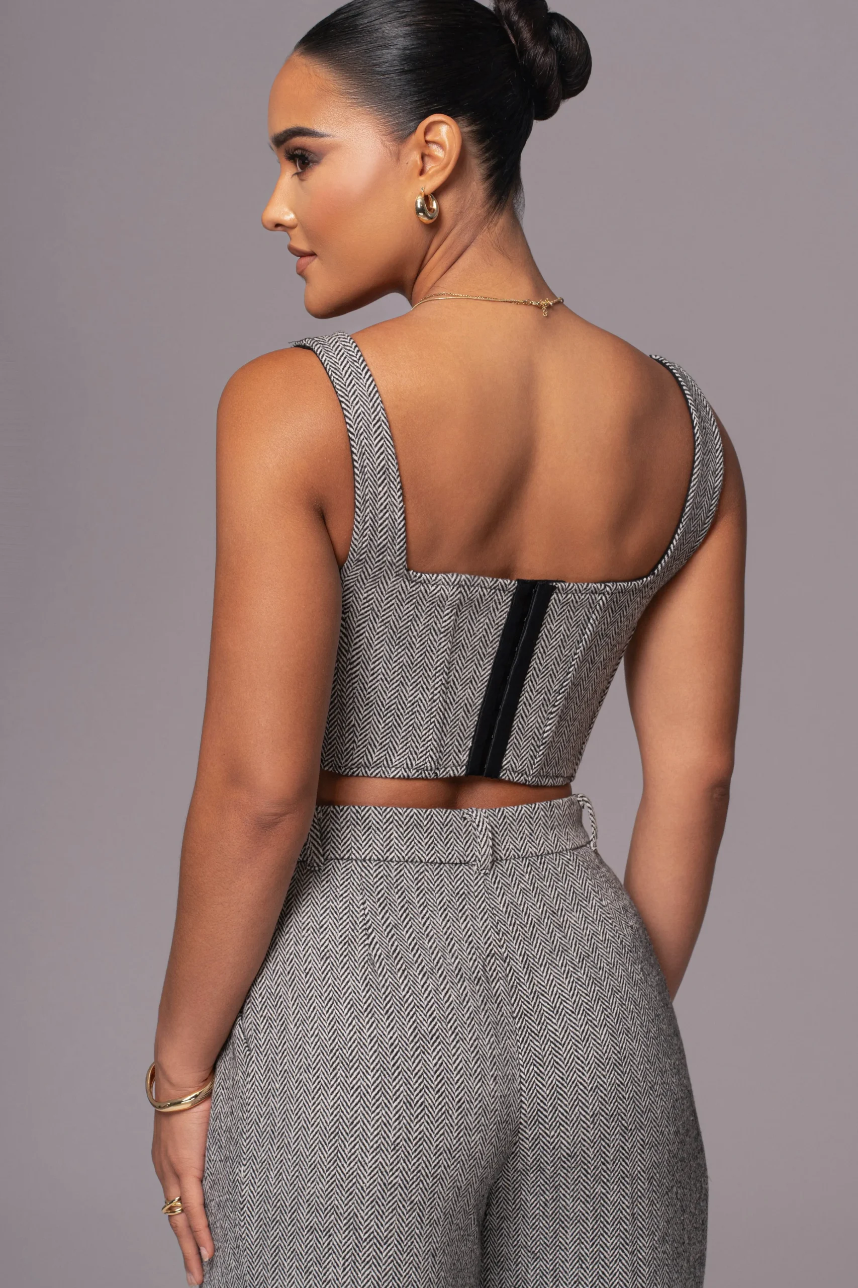 classic_herringbone_corse_4.webp JLUXLABEL Classic Herringbone Corset Top