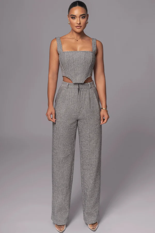 JLUXLABEL Classic Herringbone Corset Top