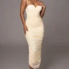 JLUXLABEL Cream Arcadia Mesh Midi Dress