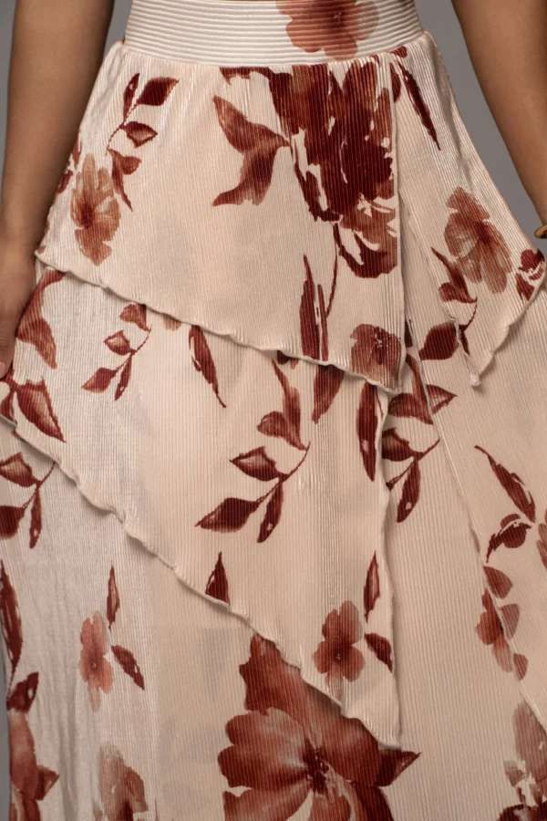 JLUXLABEL Cream Floral Kamira Tiered Skirt