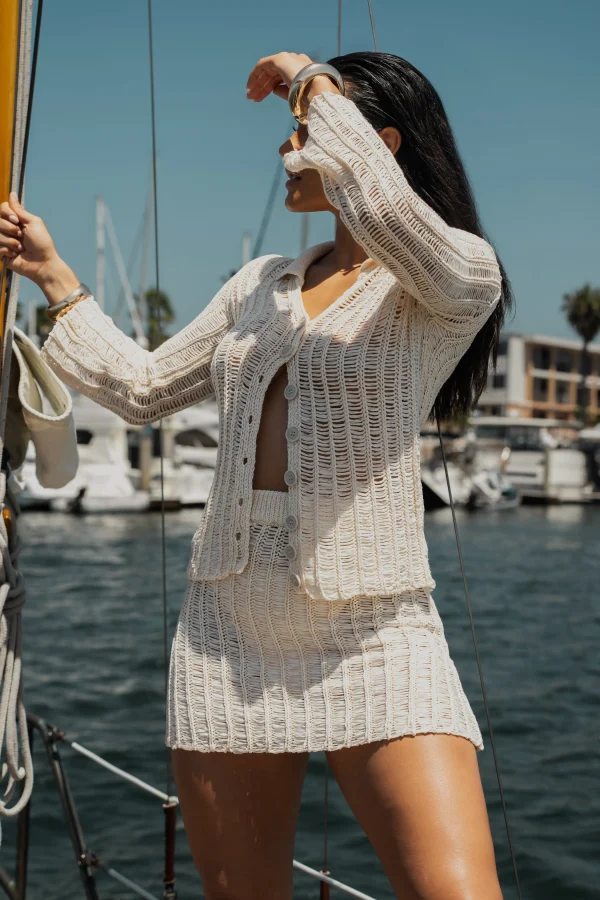 JLUXLABEL Cream Follow The Sun Crochet Top
