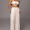JLUXLABEL Cream Lets Get Away Satin Pant Set