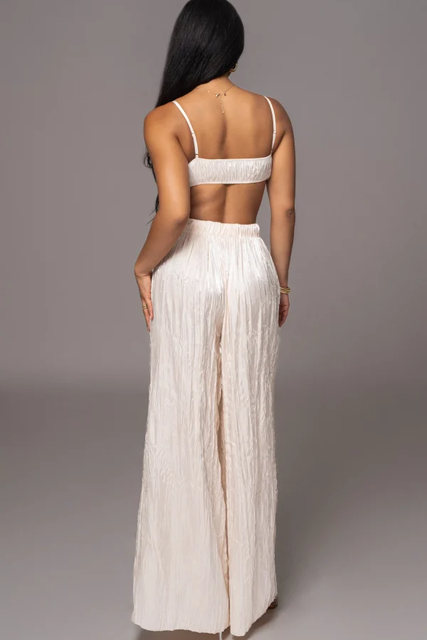 JLUXLABEL Cream Lets Get Away Satin Pant Set
