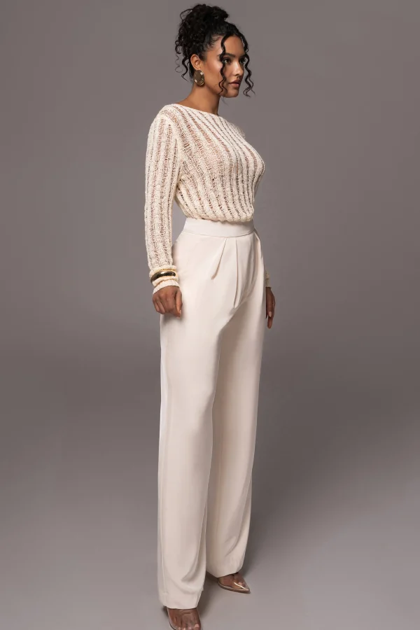 JLUXLABEL Cream Natalya Rib Knit Top