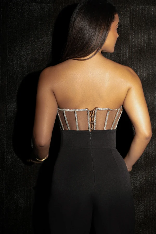 JLUXLABEL Dark Limited Edition Rhinestone Crystal Corset