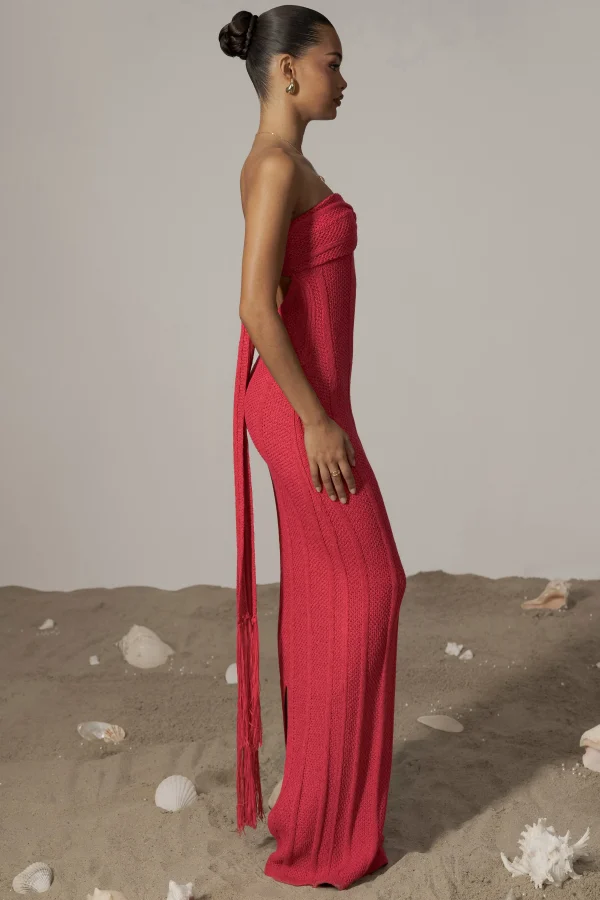 JLUXLABEL Fuchsia Blanca Strapless Maxi Dress
