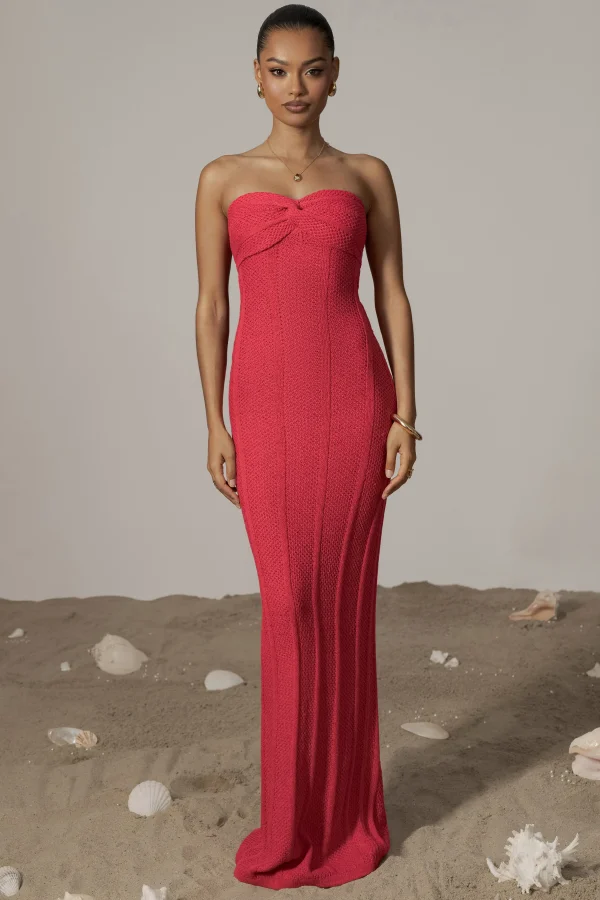 JLUXLABEL Fuchsia Blanca Strapless Maxi Dress