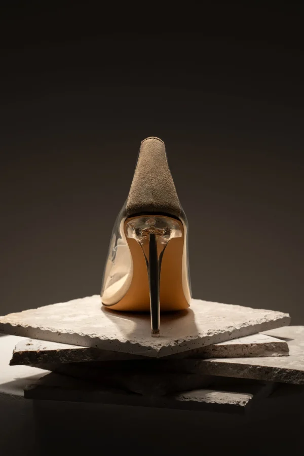 JLUXLABEL Glass Doll Clear Pumps
