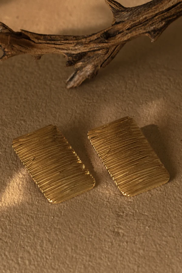 JLUXLABEL Gold Arin Rectangle Drop Earrings