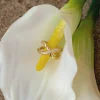 JLUXLABEL Gold Crystal Paved Ring
