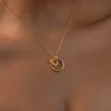 JLUXLABEL Gold Double Hoop Pendant Necklace