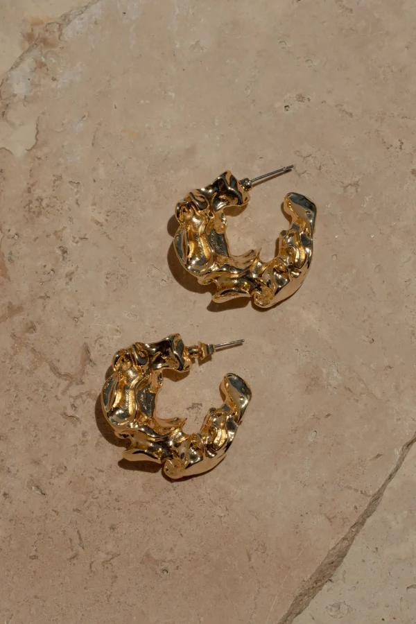 JLUXLABEL Gold Luminous Open Hoop Earrings
