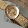 JLUXLABEL Gold Oval Buckle Woven Belt