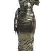 JLUXLABEL Gold Pristine Draped Maxi Dress