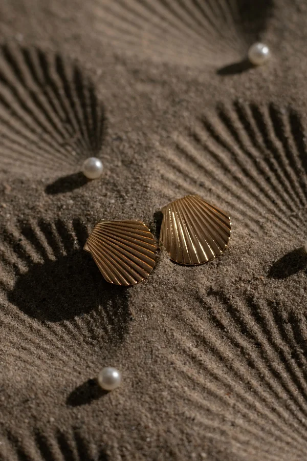 JLUXLABEL Gold Seashells Stud Earrings
