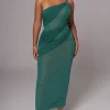 JLUXLABEL Green Alari One Shoulder Maxi Dress