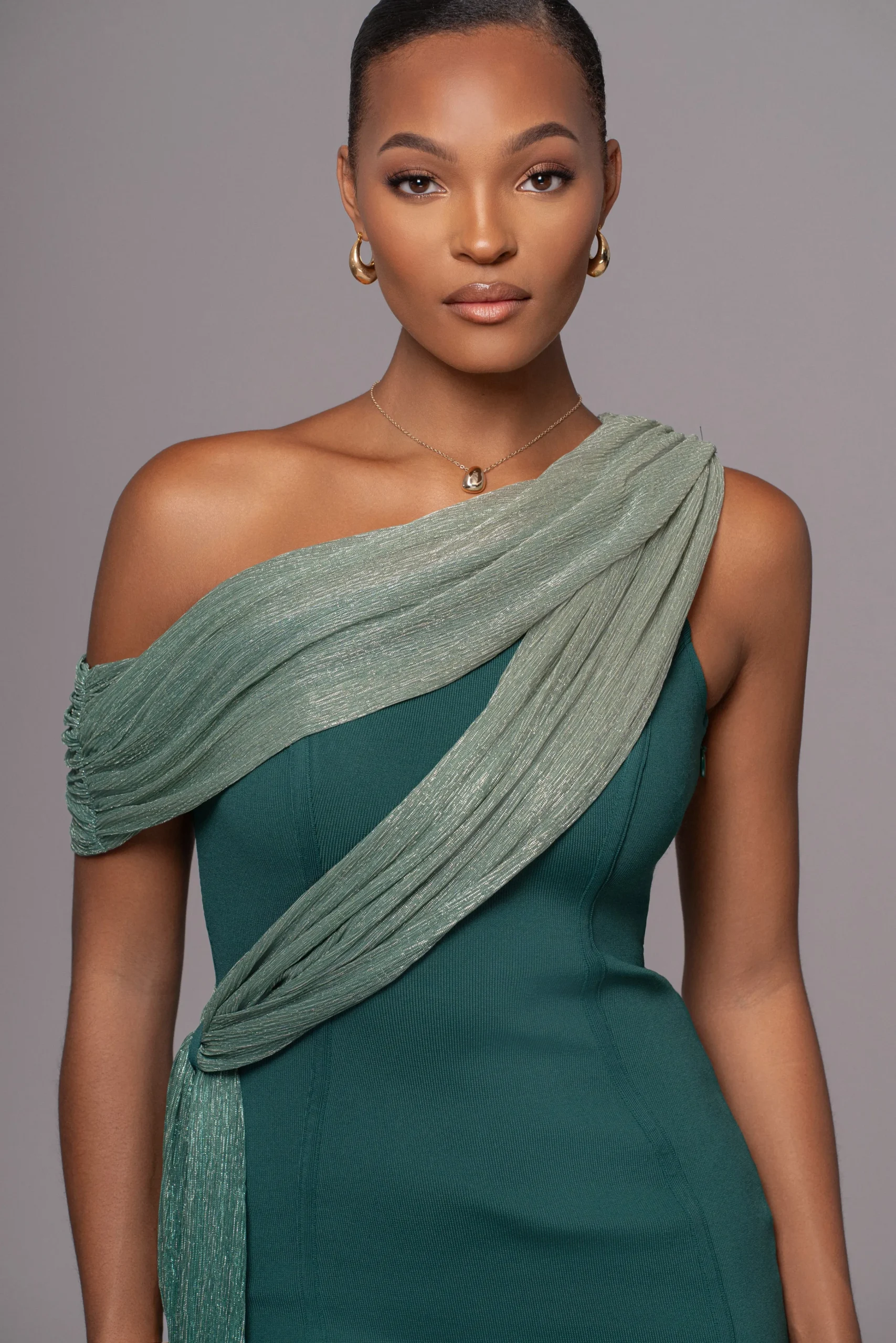 green_asymmetric_drape_mi_4.webp JLUXLABEL Green Asymmetric Drape Mini Dress