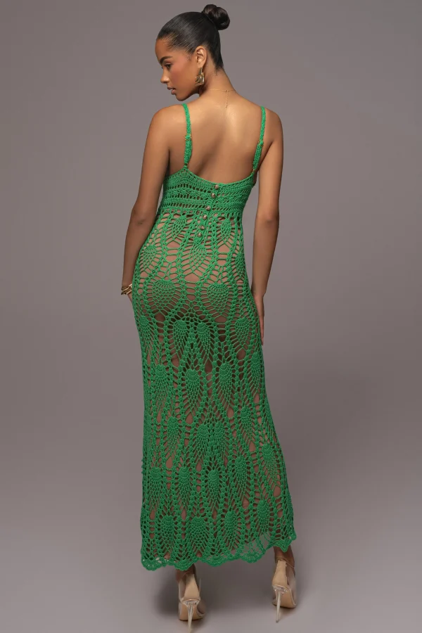 JLUXLABEL Green Great Escape Crochet Maxi Dress