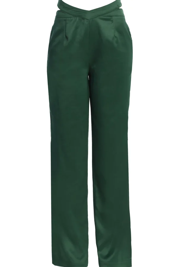 JLUXLABEL Green Joana Cutout Satin Trousers