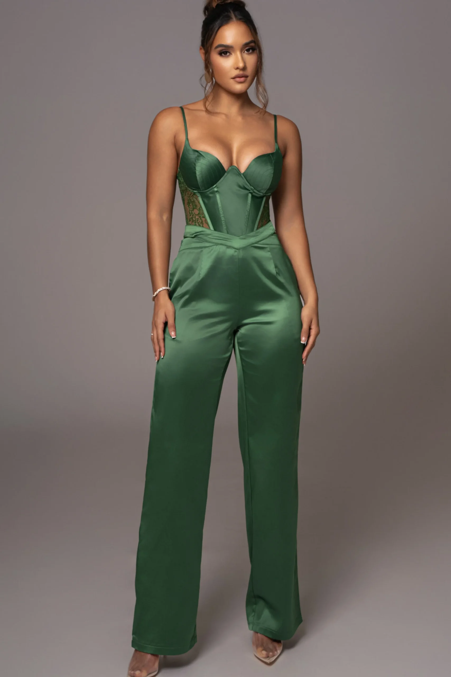 green_joana_cutout_satin__3.webp JLUXLABEL Green Joana Cutout Satin Trousers
