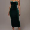 JLUXLABEL Green JOSANNA VELVET MIDI DRESS