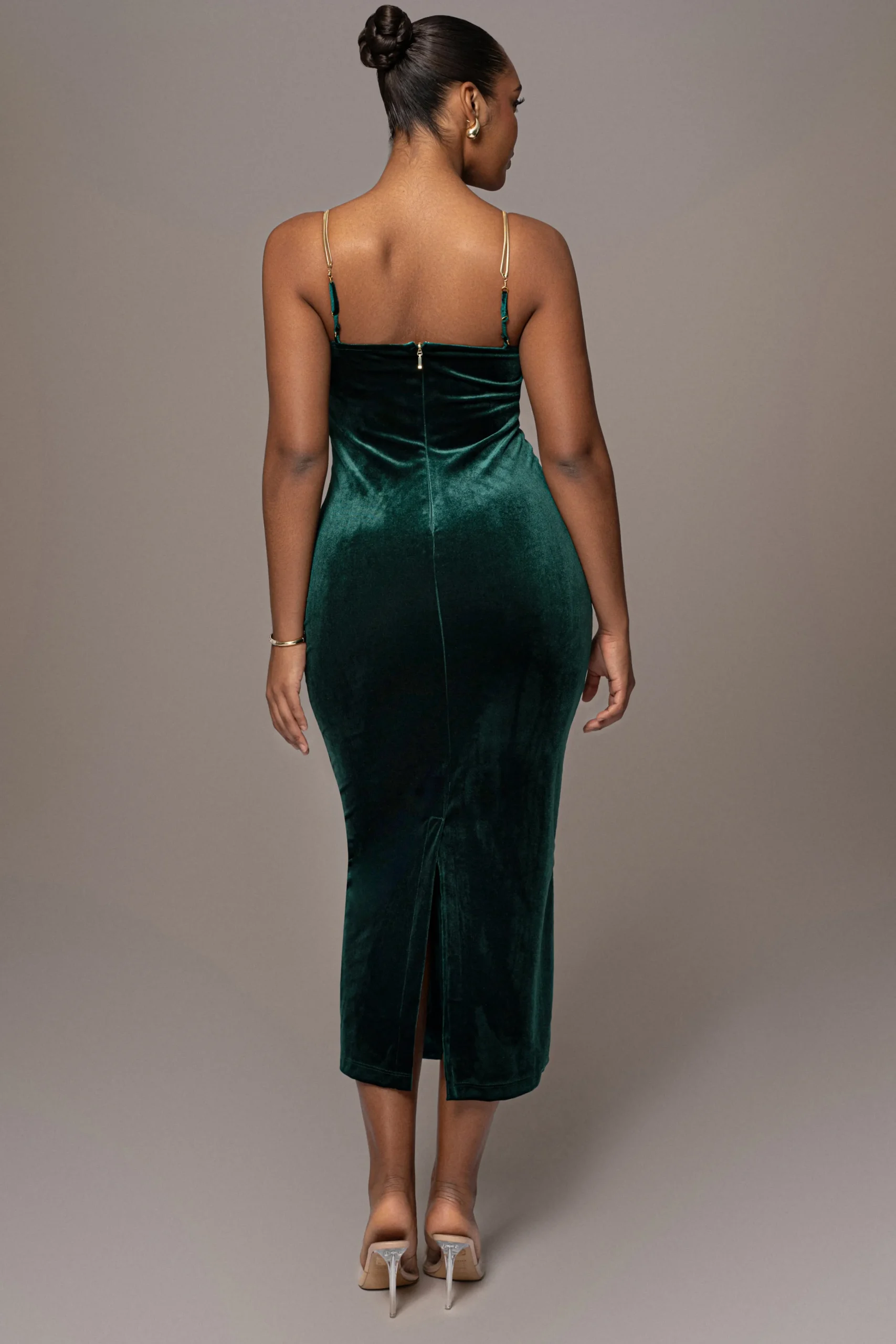 green_josanna_velvet_midi_10.webp JLUXLABEL Green JOSANNA VELVET MIDI DRESS