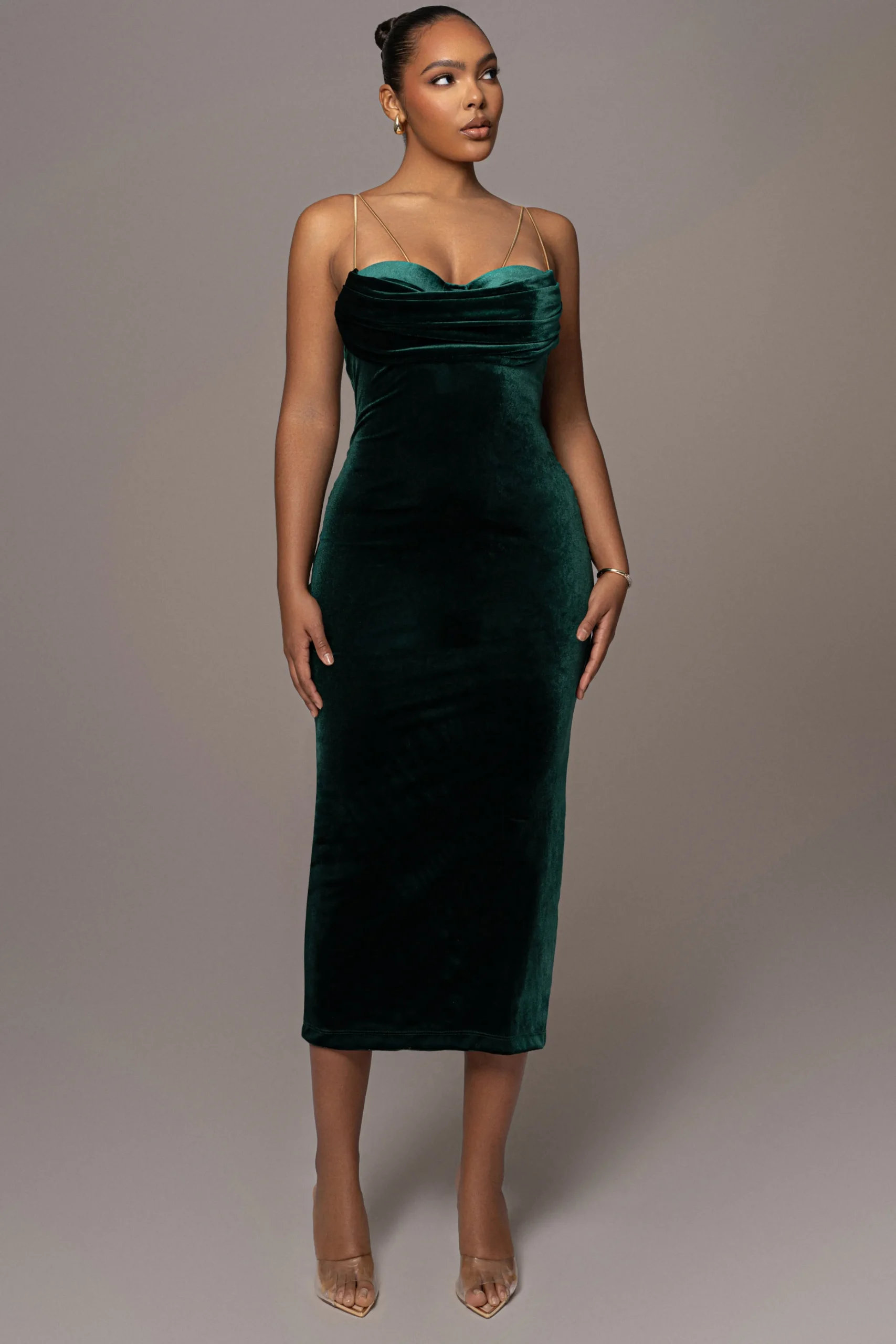 green_josanna_velvet_midi_3.webp JLUXLABEL Green JOSANNA VELVET MIDI DRESS