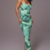 JLUXLABEL Green Naylene Ruched Dress