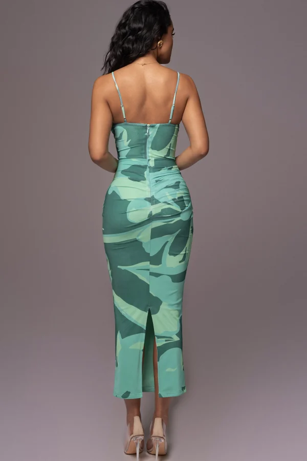 JLUXLABEL Green Naylene Ruched Dress