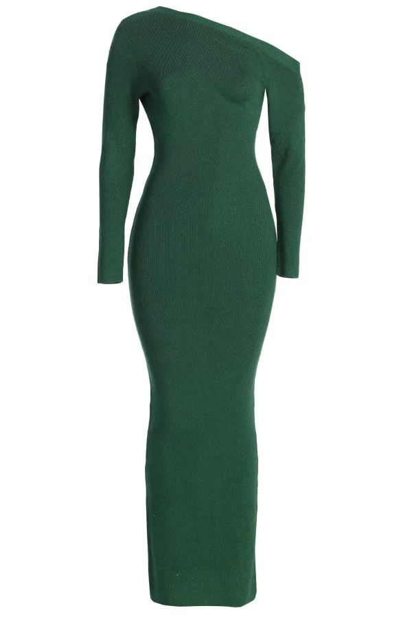JLUXLABEL Green Night Shimmers Asymmetrical Maxi Dress
