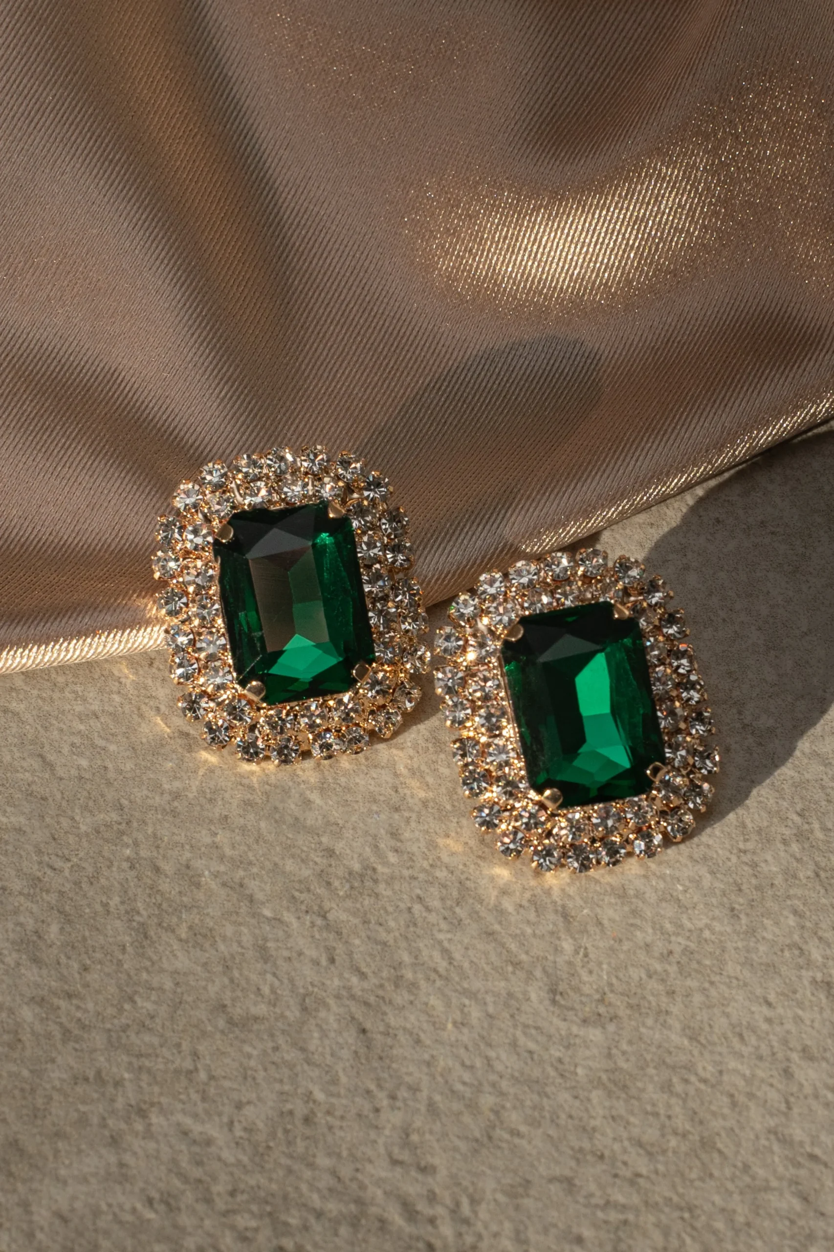 green_octagon_rhinestone__0.webp JLUXLABEL Green Octagon Rhinestone Earrings