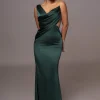 JLUXLABEL Green Satin Belle Maxi Dress