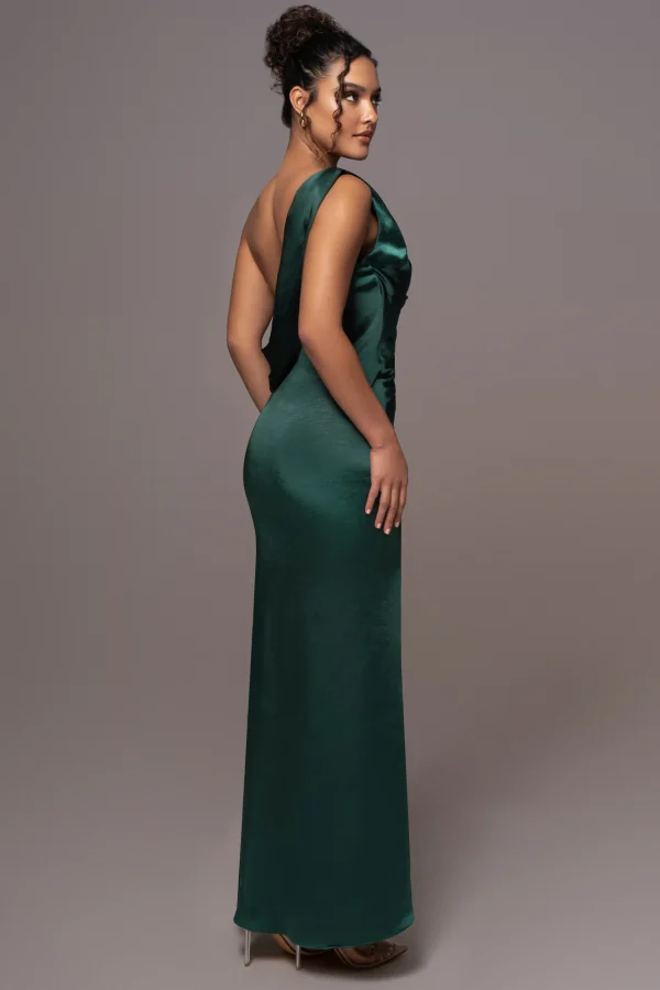 JLUXLABEL Green Satin Belle Maxi Dress