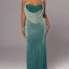 JLUXLABEL Green Shimmery Nights Maxi Dress