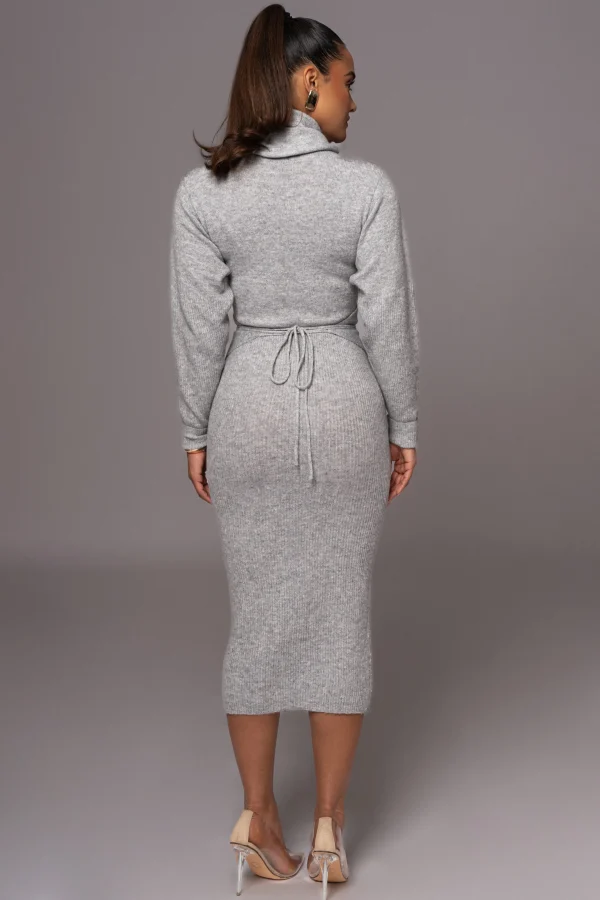 JLUXLABEL Grey Aubrey Turtleneck Sweater Dress