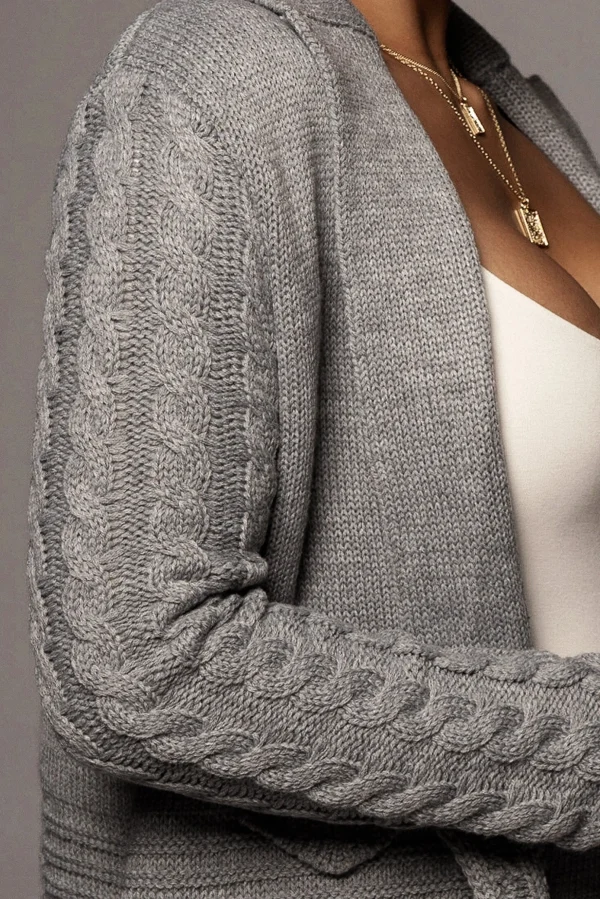 JLUXLABEL Grey Evana Cable Knit Cardigan